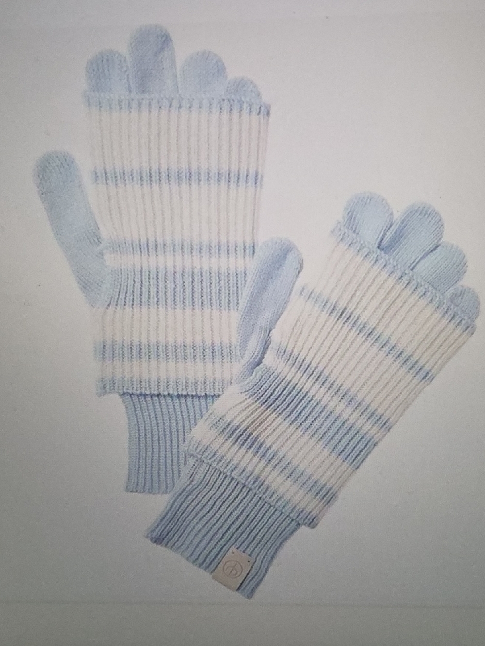 RAG & BONE Blake Stripe Layered Wool Blend Tech Gloves Blue